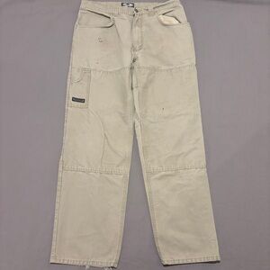 Aborwear Double Knees Pants Beige 36x32 35x30 Workwear Utility Flat Front Casual
